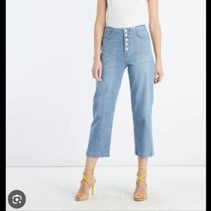 Veronica Beard Crosbie Wide Leg Crop High Rise Jeans